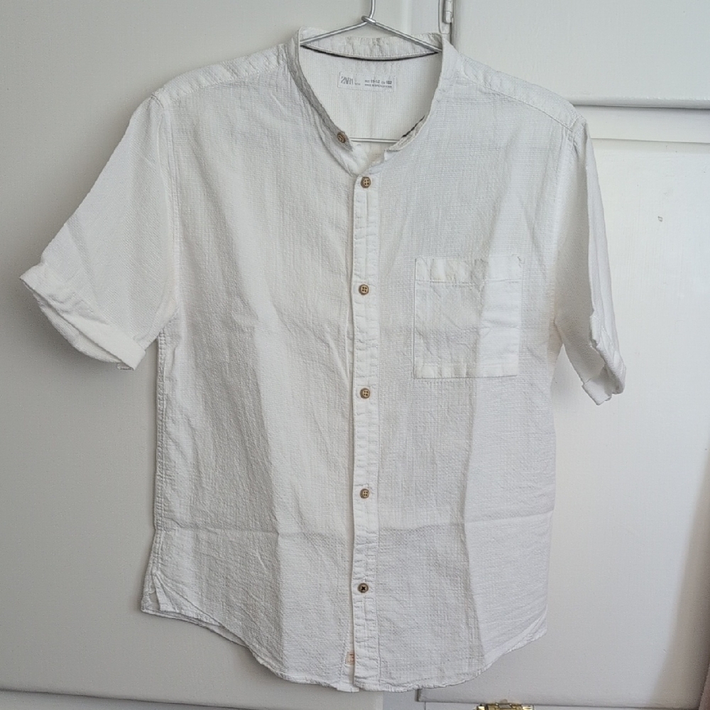 Zara Men's Cream Casual Button Down Shirt